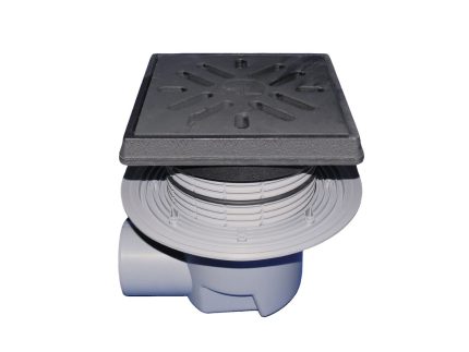 Receptor "Perfekt" HL DN110 cu ieşire orizontală, cu flanşă de izolaţie, 260x260mm/226x226mm fontă cu obturator de mirosuri cu clapetă anti îngheţ