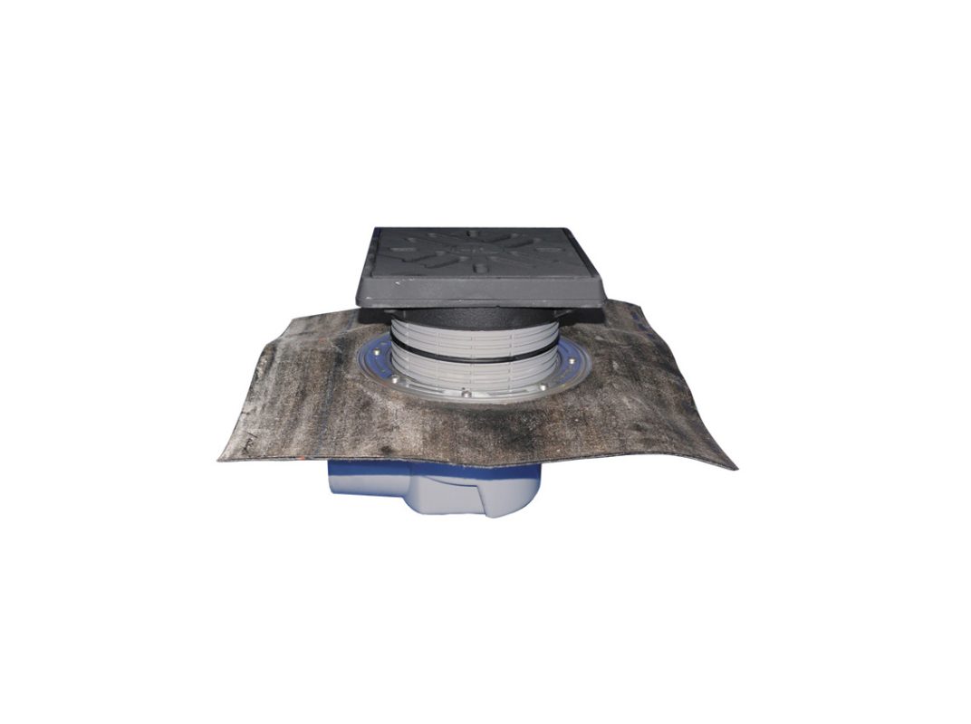 Receptor "Perfekt" HL DN110 cu ieşire orizontală, cu manşetă din bitumen, 260x260mm/226x226mm fontă cu obturator de mirosuri cu clapetă anti îngheţ