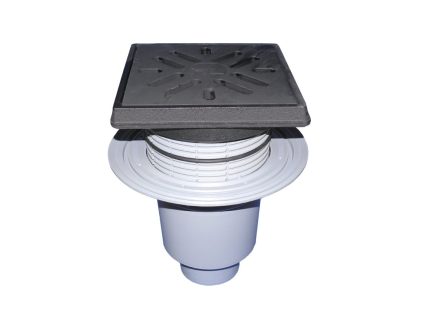 Receptor "Perfekt" HL DN110 cu ieşire verticală, cu flanşă de izolaţie, 260x260mm/226x226mm fontă cu obturator de mirosuri cu clapetă anti îngheţ