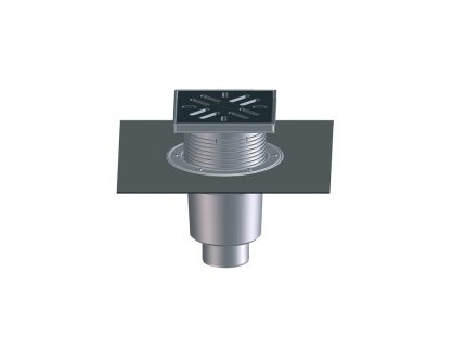 Receptor "Perfekt" HL DN110 cu ieşire verticală,cu manşetă din bitumen 240x240mm plastic/226x226mm fontă cu obturator de mirosuri cu clapetă anti îngheţ