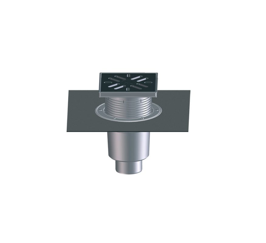 Receptor "Perfekt" HL DN110 cu ieşire verticală,cu manşetă din bitumen 240x240mm plastic/226x226mm fontă cu obturator de mirosuri cu clapetă anti îngheţ