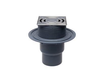 Sifon pentru balcon si terasă cu ieşirea la scurgere HL DN75/110 pe verticală cu clapetă obturator de miros anti înghet, 145x145mm / 138x138mm