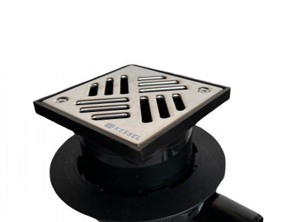 Sifon pardoseala KESSEL cu iesire laterala DN50, cu gratar inox design, sistem inchidere gratar