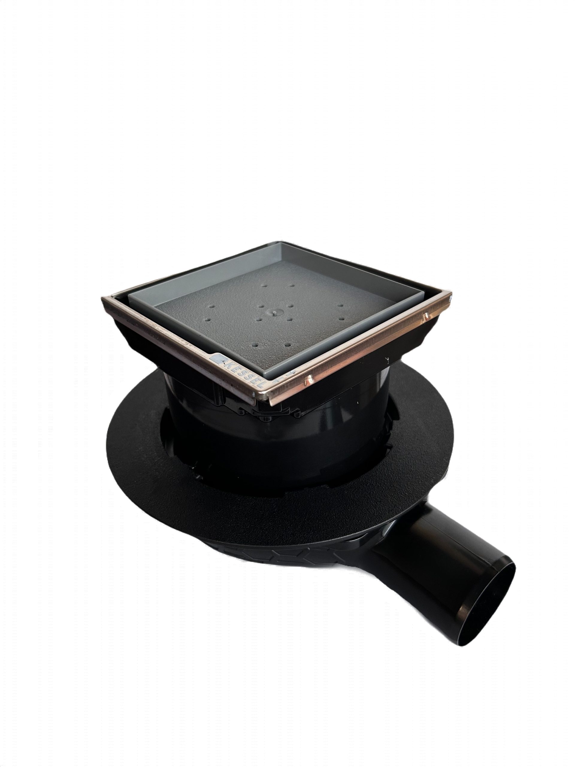 Sifon pardoseala KESSEL cu iesire laterala DN50, sistem inchidere, cu gratar inox placabil cu placi ceramice