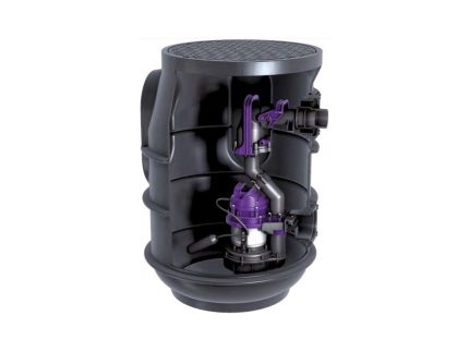 Stație de pompare KESSEL Aquapump Small, Mono, ape uzate, înălțime 830 mm, max. curent de pornire 14,9 A, cu o pompă submersibilă STF 1300, măsurare nivel întrerupător