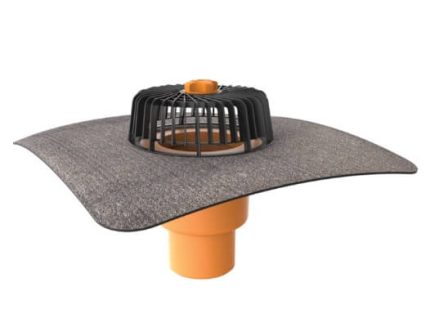 Receptor cu perete dublu cu flanșă din membrană bituminoasă, parafrunzar și ieșire verticală DN110 mm