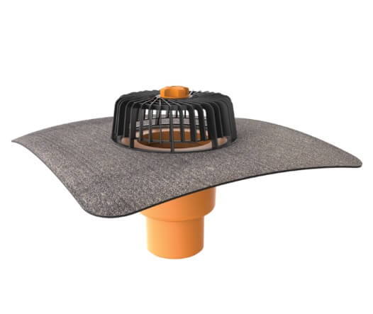 Receptor cu perete dublu cu flanșă din membrană bituminoasă, parafrunzar și ieșire verticală DN160 mm