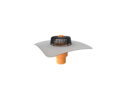 Receptor cu perete dublu TOPWET, cu flansa din membrana PVC, parafrunzar si iesire verticala DN70 TW 75 PVC S