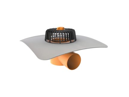 Receptor cu perete dublu TOPWET, cu flansa din membrana PVC, parafrunzar si iesire orizontala DN 70 TW 75 PVC V