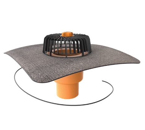 Receptor cu perete dublu TOPWET, cu degivrare 230V, flanșă din membrană bituminoasă, parafrunzar și ieșire verticală TWE 75 BIT S, TWE 110 BIT S, TWE 125 BIT S, TWE 160 BIT S XL