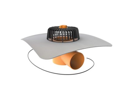 Receptor cu perete dublu TOPWET, cu degivrare 230V, flansa din membrana PVC, parafrunzar si iesire orizontala DN100 TWE 110 PVC V