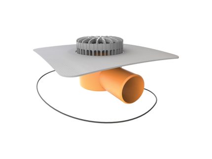 Receptor terasa TOPWET cu degivrare 230V, flansa din membrana PVC, iesire orizontala DN75 TWTE 75 PVC V