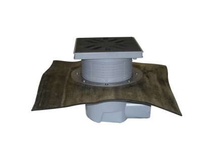 Receptor "Perfekt" HL DN110 cu ieşire orizontală, cu manşetă din bitumen, 240x240mmplastic/226x226mm fontă cu obturator de mirosuri cu clapetă anti îngheţ