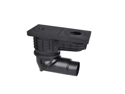 Caseta apa pluviala cu parti vizibile din fonta, racord HL DN110/125 orientabil, cos pentru frunze, obturator de miros tip clapeta anti-inghet, capac de inspectie si fitinguri de racord la burlan