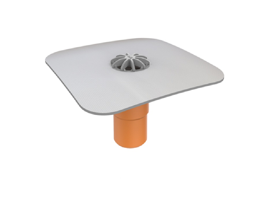 Receptor de balcon cu flanșă din membrană PVC, ieșire verticală DN75