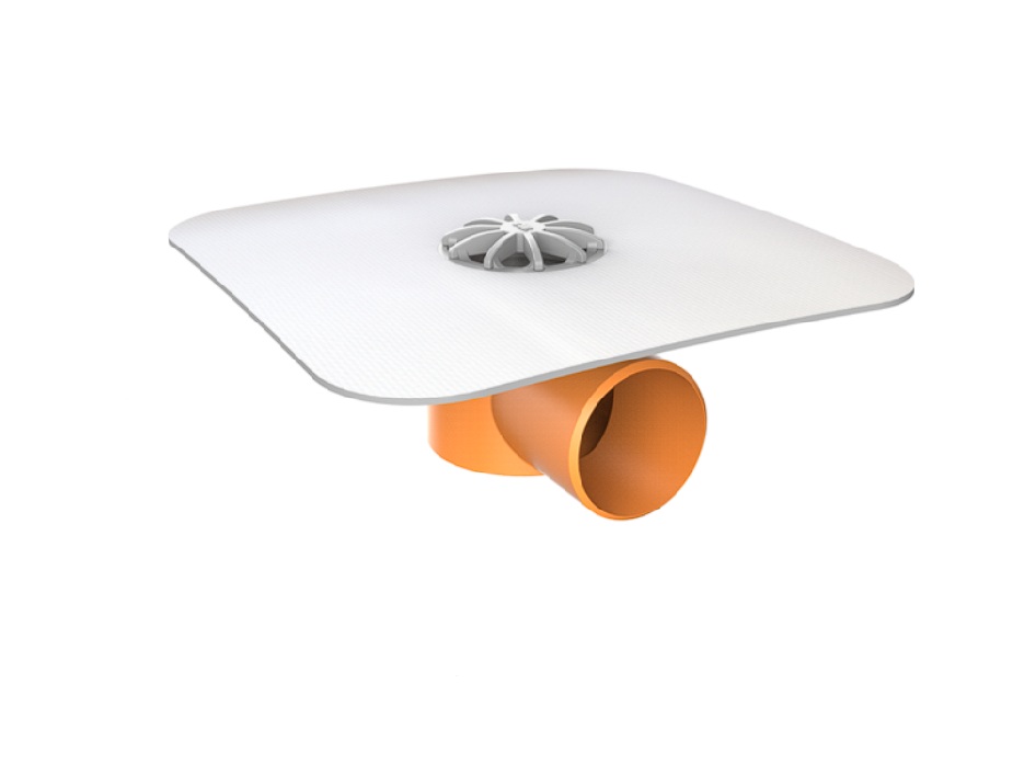 Receptor de balcon cu flanșă din membrană PVC, ieșire orizontală DN75