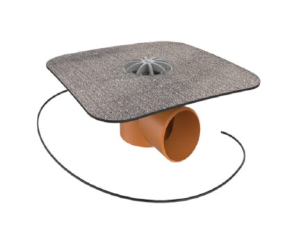 Receptor de balcon cu flanșă din membrană bituminoasă, ieșire orizontală DN75, cu degivrare 230 V