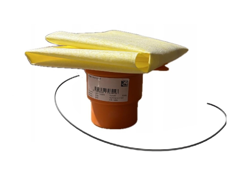 Receptor de balcon cu flanșă din membrană STE pentru hidroizolatie lichida, ieșire verticală DN75,cu degivrare 230 V