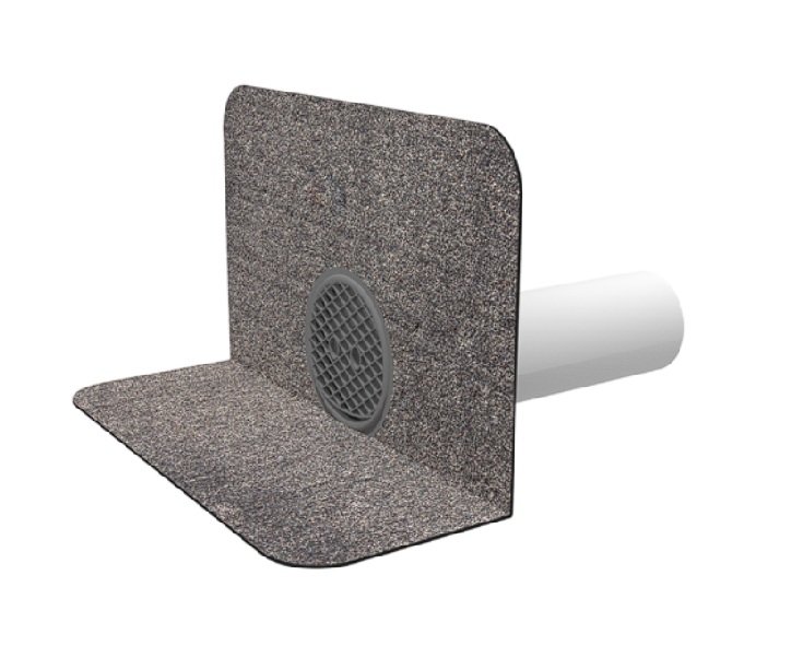 Receptor de colț(gargui) cu secțiune rotundă, flanșă din membrană bituminoasă DN125