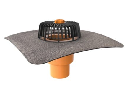 Receptor cu perete dublu TOPWET, cu flanșă din membrană bituminoasă, parafrunzar și ieșire verticală TW 125 BIT S