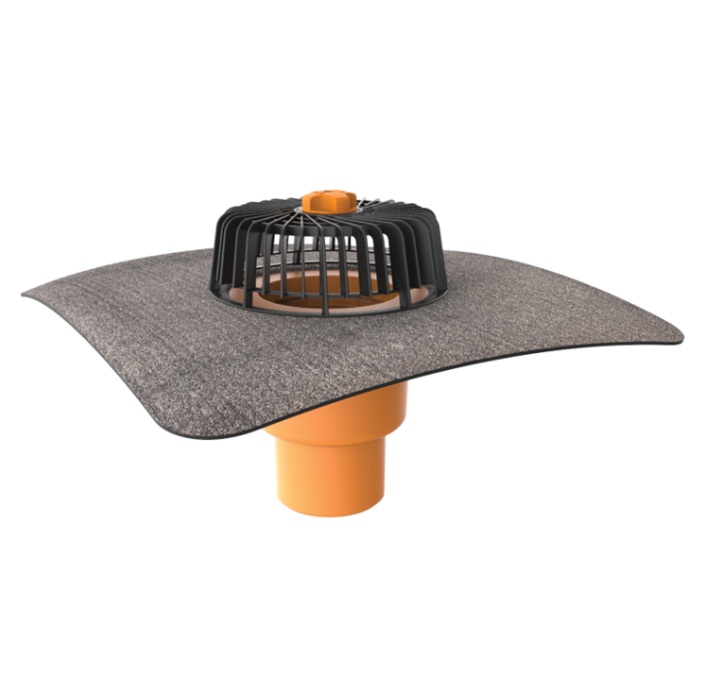 Receptor cu perete dublu TOPWET, cu flanșă din membrană bituminoasă, parafrunzar și ieșire verticală TW 160 BIT S XL