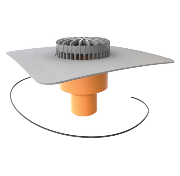 Receptor terasa TOPWET cu degivrare 230V flanșa din membrană PVC DN 100 mm