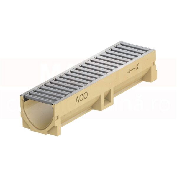 Rigola ACO Self Euroline din beton cu polimeri, cu gratar din otel zincat, lungime 50 cm, cod 38702