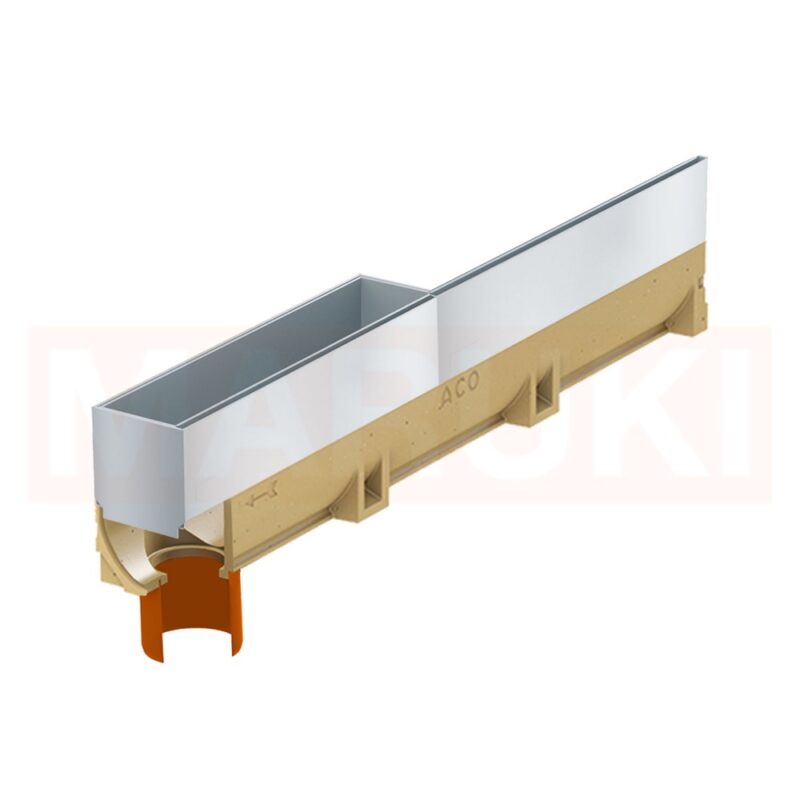 Rigola ACO Self Euroline din beton cu polimeri, gratar tip fanta h=10.5cm si element de revizie din inox, lungime 100cm, DN100