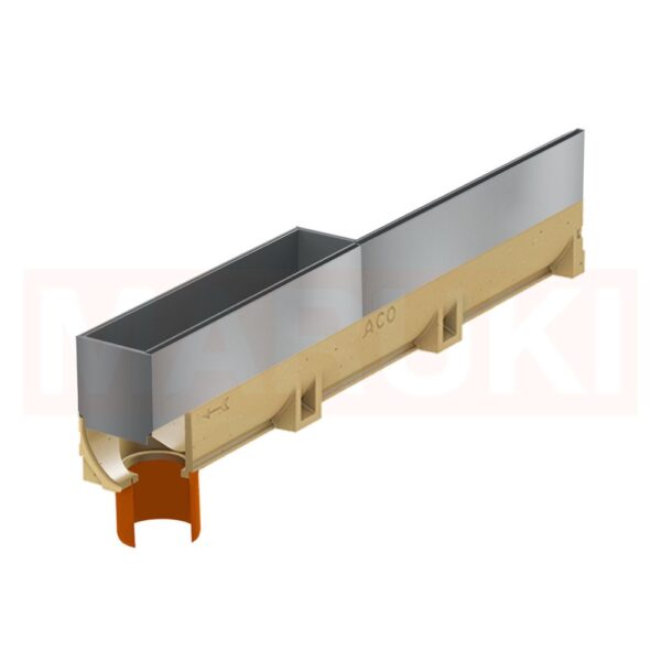 Rigola ACO Self Euroline din beton cu polimeri, gratar tip fanta h=10.5cm si element de revizie din otel zincat, lungime 100cm, DN100