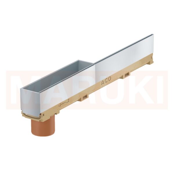 Rigola ACO Self Euroline 60 din beton cu polimeri, cu inaltime redusa, gratar tip fanta h=10.5cm si element de revizie din inox, lungime 100cm, DN100