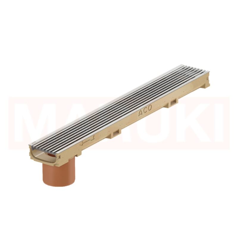 Rigola ACO Self Euroline 60 din beton cu polimeri, cu inaltime redusa, gratar cu profile triunghiulare din inox, lungime 100cm, DN100