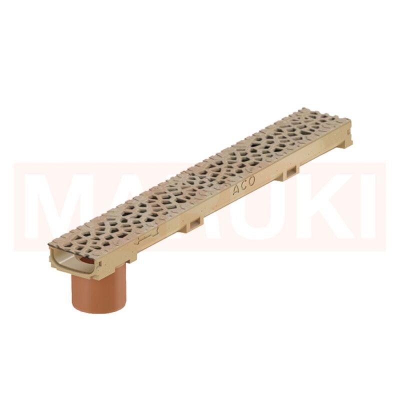 Rigola ACO Self Euroline 60 din beton cu polimeri, cu inaltime redusa, gratar tip Voronoi din fonta culoare Citrine, lungime 100cm, DN100