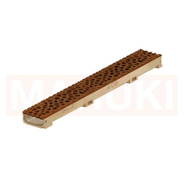 Rigola ACO Self Euroline 60 din beton cu polimeri, gratar tip Voronoi din fonta culoare Corten, lungime 100cm