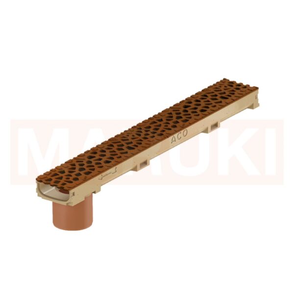 Rigola ACO Self Euroline 60 din beton cu polimeri, cu inaltime redusa, gratar tip Voronoi din fonta culoare Corten, lungime 100cm, DN100