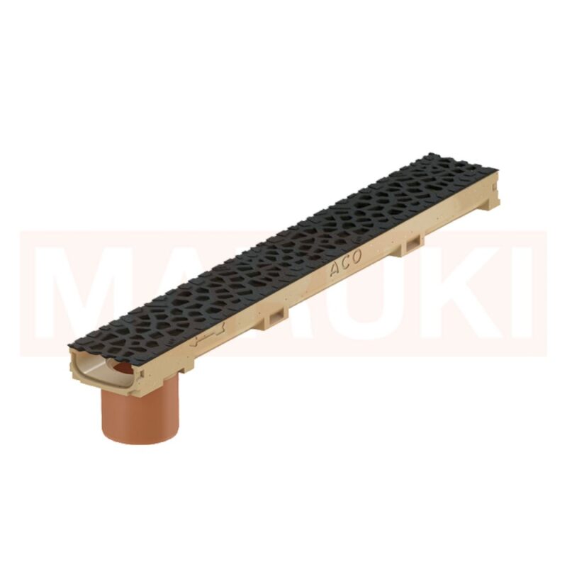Rigola ACO Self Euroline 60 din beton cu polimeri, cu inaltime redusa, gratar tip Voronoi din fonta neagra, lungime 100cm, DN100