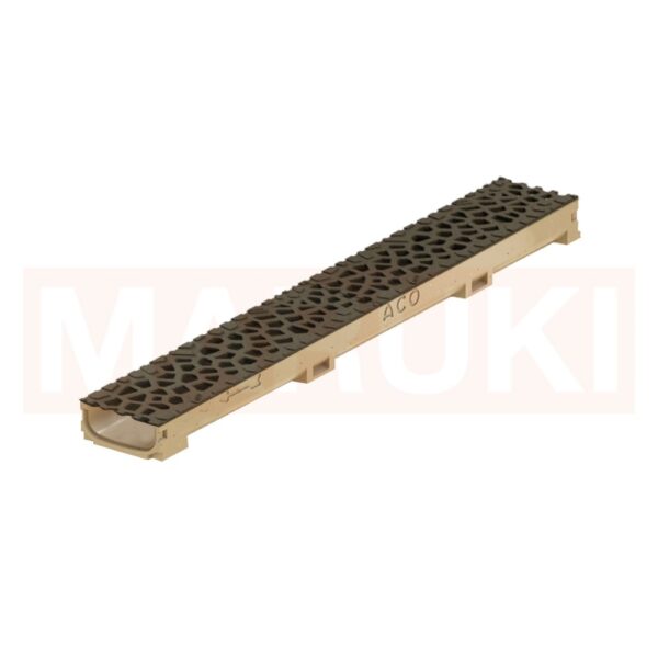 Rigola ACO Self Euroline 60 din beton cu polimeri, gratar tip Voronoi din fonta culoare Quartz, lungime 100cm