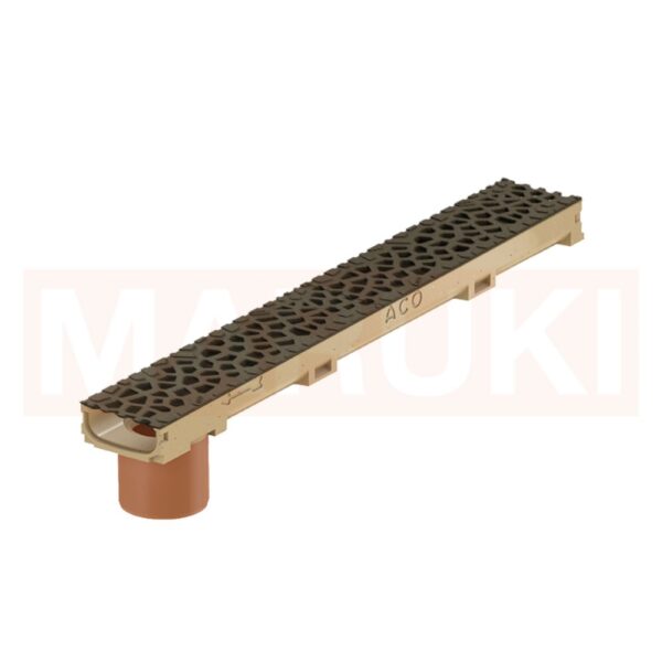 Rigola ACO Self Euroline 60 din beton cu polimeri, cu inaltime redusa, gratar tip Voronoi din fonta culoare Quartz, lungime 100cm, DN100