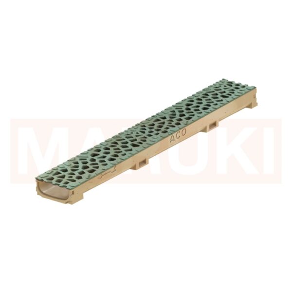 Rigola ACO Self Euroline 60 din beton cu polimeri, gratar tip Voronoi din fonta culoare Malachite, lungime 100cm