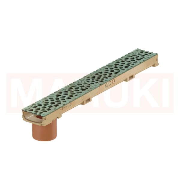 Rigola ACO Self Euroline 60 din beton cu polimeri, cu inaltime redusa, gratar tip Voronoi din fonta culoare Malachite, lungime 100cm, DN100