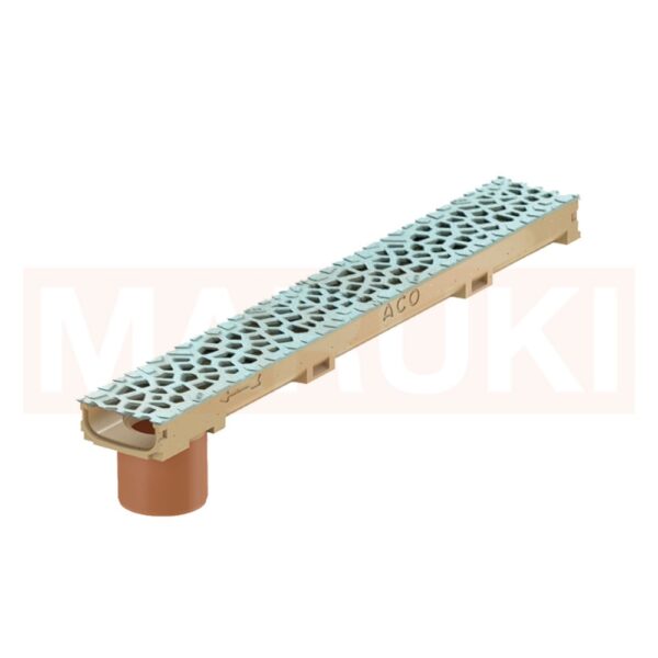 Rigola ACO Self Euroline 60 din beton cu polimeri, cu inaltime redusa, gratar tip Voronoi din fonta culoare Perle, lungime 100cm, DN100