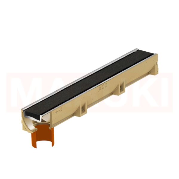 Rigola ACO Self Euroline din beton cu polimeri, gratar cu fanta dubla din inox, detaliu gresie, lungime 100cm, DN100