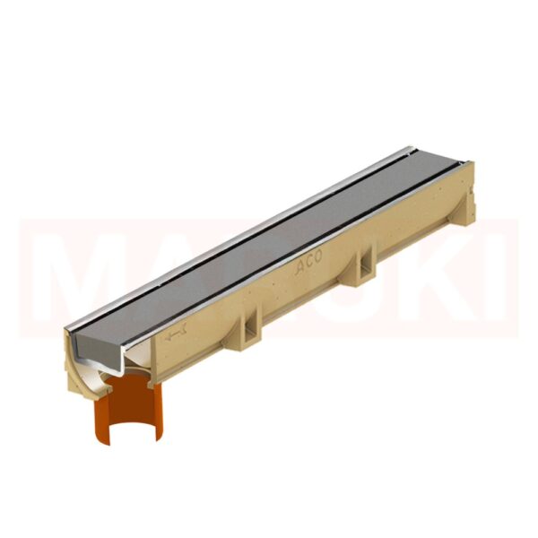 Rigola ACO Self Euroline din beton cu polimeri, gratar cu fanta dubla din inox, detaliu piatra, lungime 100cm, DN100