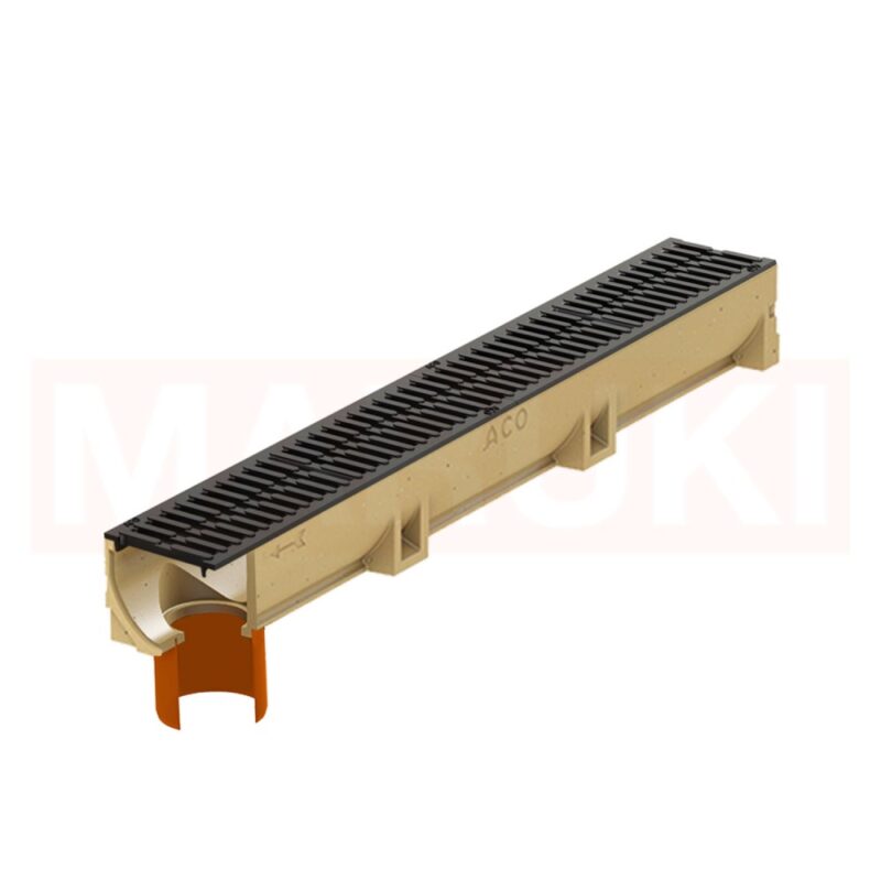 Rigola ACO Self Euroline din beton cu polimeri, gratar nervurat din fonta, B125, lungime 100cm, DN100
