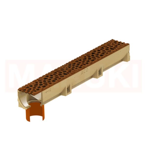 Rigola ACO Self Euroline din beton cu polimeri, gratar tip Voronoi din fonta culoare Corten, lungime 100cm, DN100