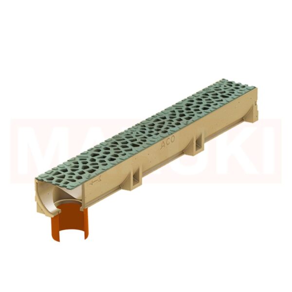 Rigola ACO Self Euroline din beton cu polimeri, gratar tip Voronoi din fonta culoare Malachite, lungime 100cm, DN100