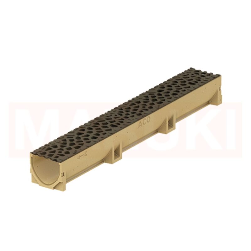 Rigola ACO Self Euroline din beton cu polimeri, gratar tip Voronoi din fonta culoare Quartz, lungime 100cm