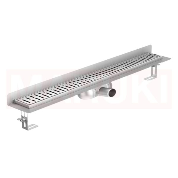Rigola de dus din inox ACO ShowerDrain C  cu flansa perete, gratar Wave, lungime 585mm, h=69mm