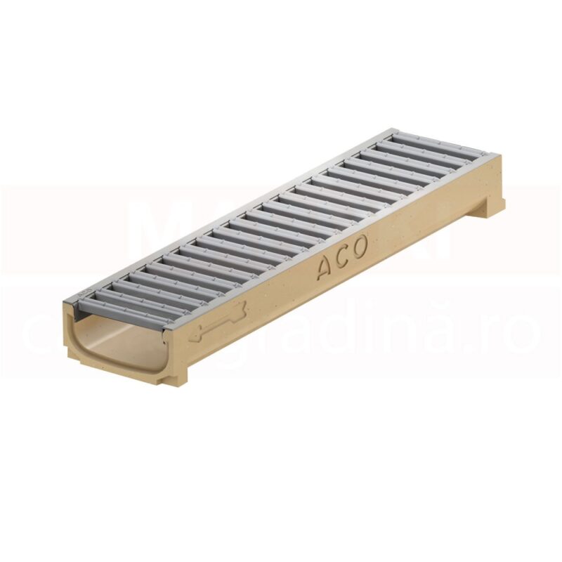 Rigola ACO Self Euroline 60 cu inaltime redusa, din beton cu polimeri, cu gratar din otel zincat, lungime 50 cm, cod 320276
