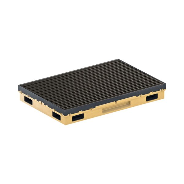 Ștergător de picioare încastrabil ACO Vario 2.0 Hybrid, cu tavă din beton cu polimeri și grătar cu inserție de cauciuc, antracit, 750x500x80mm